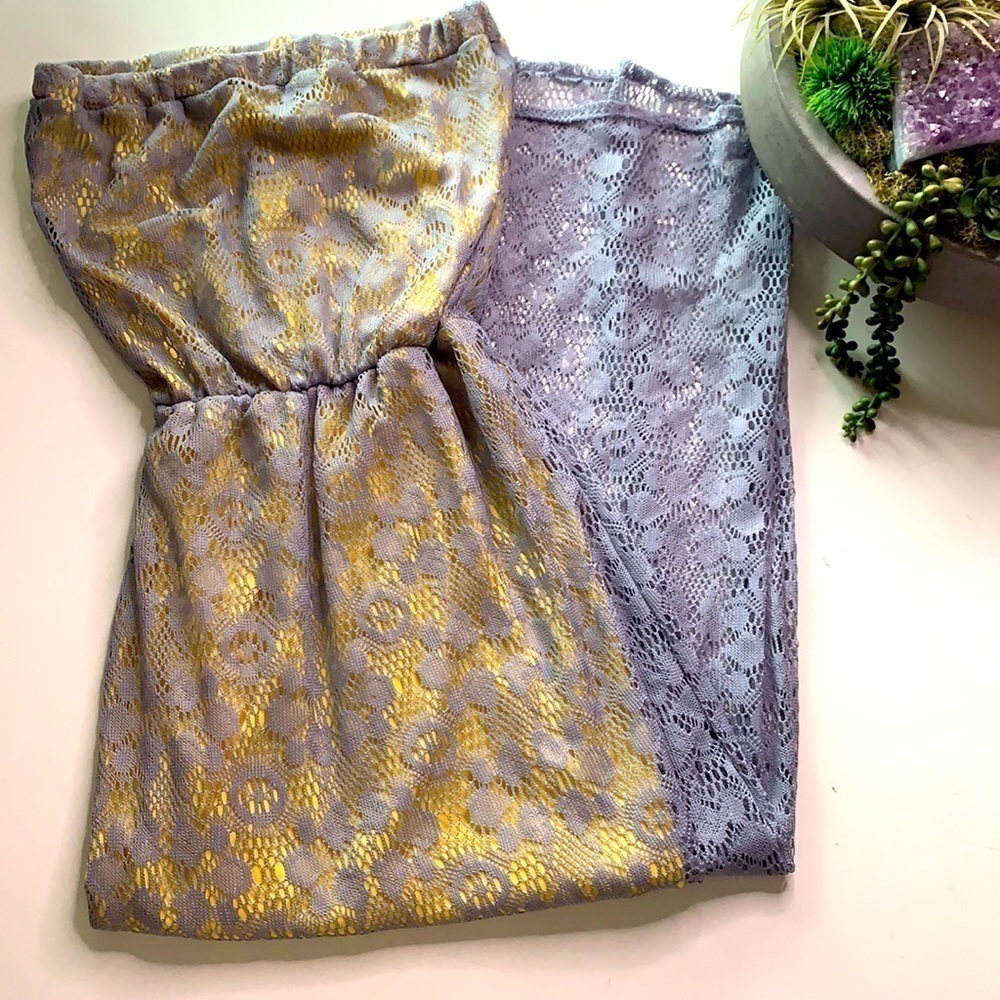 Velvet Touch Lavender Lace Tube Top Maxi Dress Small